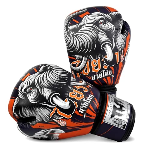 Tuff Sport Muay Thai Gloves, Boxing Gloves for Men Women, Training & Sparring MMA Kickboxing Workout Ventilated Palm (Aiyara, 12 OZ)