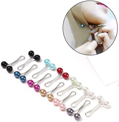 12Pcs Multicolor Headscarf Pearl Pins Clips U Shape Hijab Scarf Lady Muslim Scarf Shawl Clips Scarf Brooches Pin Jewelry Accessories, Jewelry (Black&White&Gold)