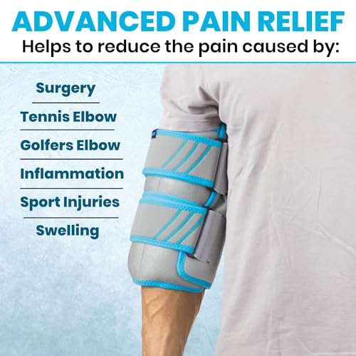 Vive Elbow Ice Pack Wrap - Ultra Cold Gel Ice Pack for Injuries Reusable - Elbow Support Compression for Cold/Hot Therapy - Adjustable for Men/Women, Sports Recovery, Arthritis, Tendonitis Pain Relief - style: Ice Pack