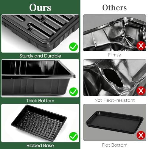 Sckee Upgraded 10 Pack Plant Growing Trays Seed Starting Tray Microgreens Growing Trays Seedling Plant Germination Starter Tray Transplant Fodder Flats, No Holes, No Leakage, Reusable (1015) - size: 1015