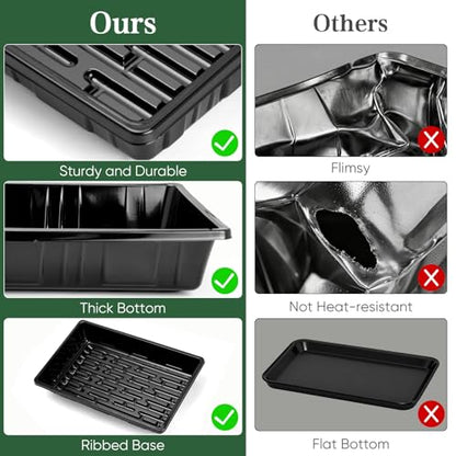 Sckee Upgraded 10 Pack Plant Growing Trays Seed Starting Tray Microgreens Growing Trays Seedling Plant Germination Starter Tray Transplant Fodder Flats, No Holes, No Leakage, Reusable (1015) - size: 1015
