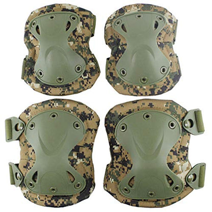 Combat Knee & Elbow Protective Pads Set for Outdoor CS Paintball Game Cycling Safety Skateboarding Gear Skates Knee Protection Guard Pads - color: DW