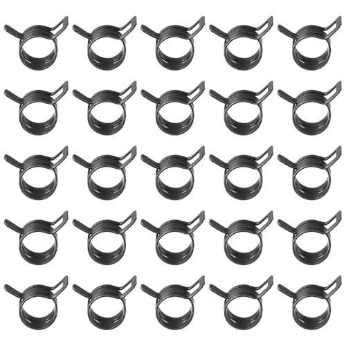 PATIKIL Spring Band Hose Pipe Clamps for 13-14.6mm OD Hose, 25 Pack Silicone Vacuum Constant Tension Band Clips for Fuel Line Silicone Air Hose Tube Water Pipe, Black - color: Black, size: 13-14.6mm