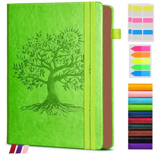Vintage Leather Journal - 300 Page Lined Journal Notebook with Numbered Pages, A5 Notebook for Women Men,Travel Diary,Daily Journals for Writing, Note Taking, School & Work (5.8" x 8.3") - color: Light green, size: A5 (5.8in x 8.3in)