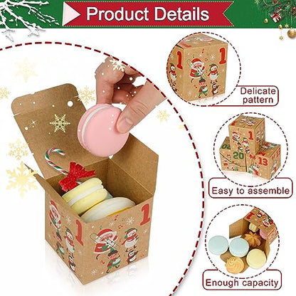 ONESING 24 Pcs DIY Christmas Advent Calendar Boxes for 2025, 24 Days Countdown Calendar Gift for Adults and Kids Christmas Cardboard Number Boxes Make & Fill Your Own Advent Calendar Boxes Lovely Xmas Party Present, Kraft Papper - color: Style-B