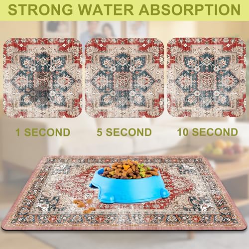 Cat Food Mat Pet Feeding Mats Dog Bowls Mat Cat Water Mat 12x20 Inch Boho8 - color: Bohemia Style 08