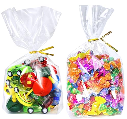 PigPotParty Cellophane Treat Bags 6x9 Inch, 100 Pack, Clear Goodie Bags - color: 6x9 Inch (Pack of 100)