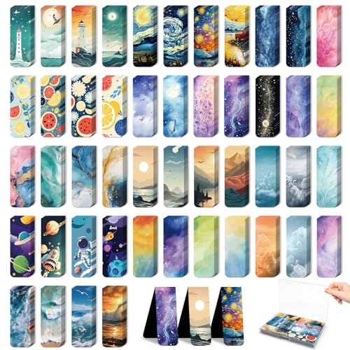 48 Pieces Magnetic Bookmarks Magnet Page Markers – Cute Magnet Bookmark Clips with Storage Boxes – Bookmarks for Reading Women & Men – Christmas Gifts & Teacher Gifts - size: 48, style: Unique Style