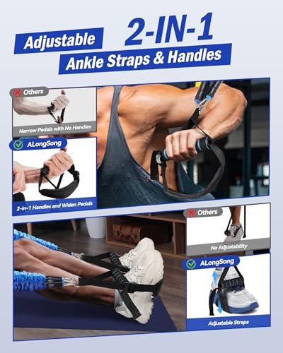 Upgraded Pilates Bar Kit with Resistance Bands Natural Latex for Women & Men, Heavy-Duty Stainless Steel Multifunctional Yoga Pilates Stick for Home Gym Exercise Fitness Equipment Full-Body Workouts - color: Blue