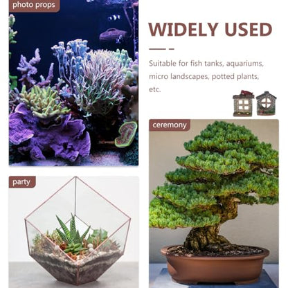 Fairy Garden Accessories Mini Aquarium Planters - Crystal Glass Aquatic Plant Holder with Suction Cups, Fish Tank Decor for Betta, Shrimp, Terrariums, Succulents, Random Assorted (4Pcs)