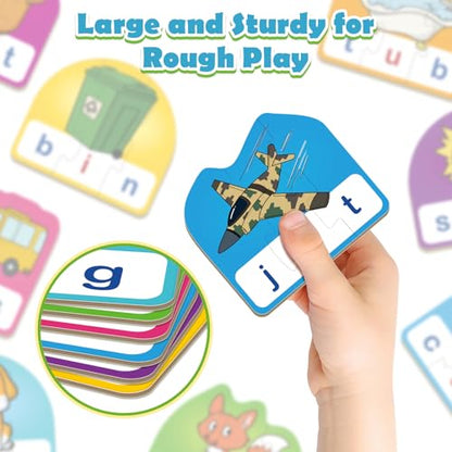 CVC Puzzle Cards for Kids,CVC Word Games,Toddler Speech Therapy Toys,3 Alphabet Letter Word Puzzles,Learning Reading Spelling Games,Preschool Kindergarten Classroom Must Haves - style: CVC