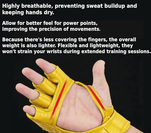 MMA Gloves Grappling Sparring, Mixed Martial Arts Mitts Men Women Boxing Gloves, Combat Sports Training, Muay Thai, Kickboxing, Open Palm Training Gloves for Grappling, Punching Bag, Self-Defense