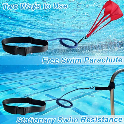 Swimming Resistance Training Set - Aquatic Resistance Belt, Swim Parachute, Pool Trainer Set - style: A