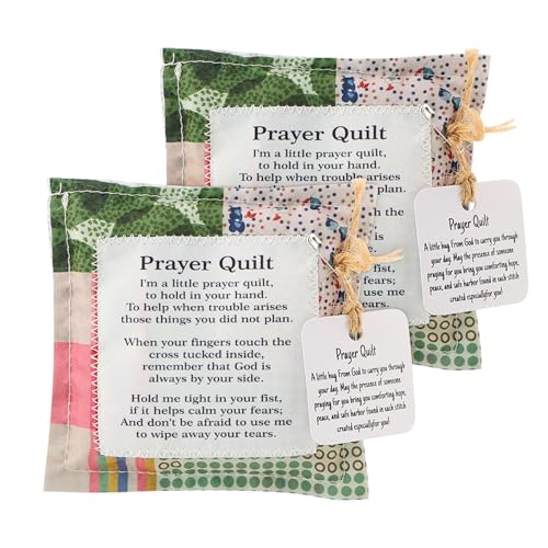 2 Pack Pocket Prayer Quilt with Cross Inside, Christian Gift Set - color: 2pack