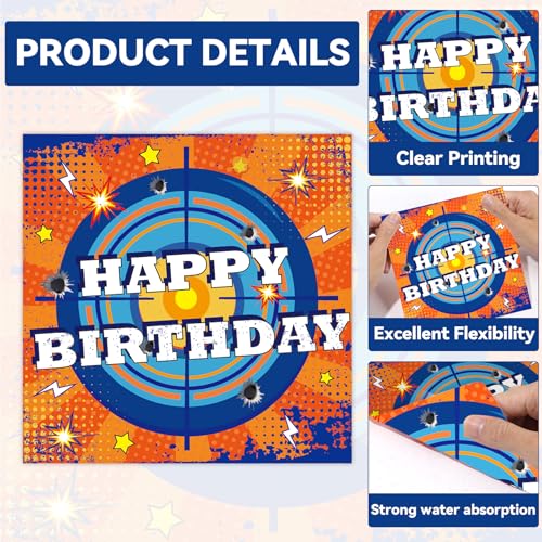 48Pcs Dart War Paper Plates and Napkins Dart War Party Decorations Blue and Orange Birthday Party Supplies Battle Video Game Disposable Tableware Set for Kids Boys' Birthday Baby Shower Serves 24 - style: Dart War