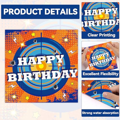 48Pcs Dart War Paper Plates and Napkins Dart War Party Decorations Blue and Orange Birthday Party Supplies Battle Video Game Disposable Tableware Set for Kids Boys' Birthday Baby Shower Serves 24 - style: Dart War