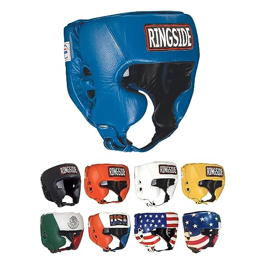 Ringside Competition Boxing Muay Thai MMA Sparring Head Protection Headgear with Cheeks - color: Blue, size: X-Large