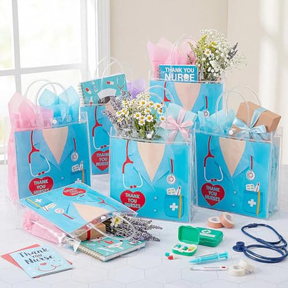 Aliceset 24 Pcs Nurses Week Gift Bags Bulk Clear PVC Thank You Nurse Gift Bags with Handles for Nursing Graduation Hospital Staff, Medical Assistant Appreciation CNA Week, 6.31"x 5.91"x 3.15" - style: Thank You Nurses