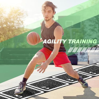 WinnerWhy Rubber Agility Ladder Non-Slip Rubber Speed Agility Training Ladder Pad for Soccer Football Footwork Training Equipment for Fitness Boxing Sports Quick Exercise Gym Workout - size: 15 ft