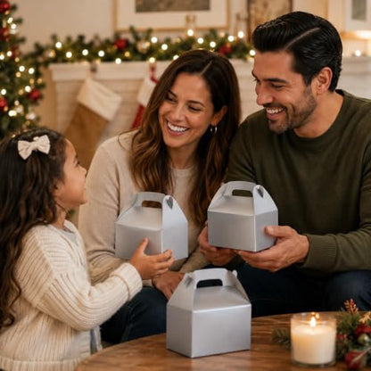 The Dreidel Company Gable Treat Boxes, Party Favors, 6.25" x 3.5" x 3.5" Inch Box, 25-Pack (Silver) - color: Silver
