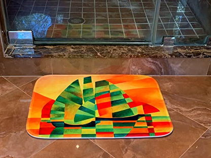 3dRose Print of Painted Angel Girl On Rainbow - Bathroom Bath Rug Mats (rug-211467-1)
