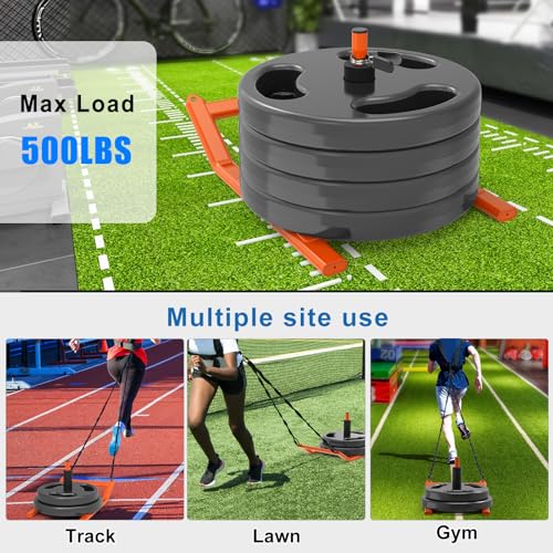 Weight Sled Fitness Strength Training Sled Weighted Sled Fits 1" & 2" Weight Plates Workout Sled Exercise Sled for Speed and Soccer Training