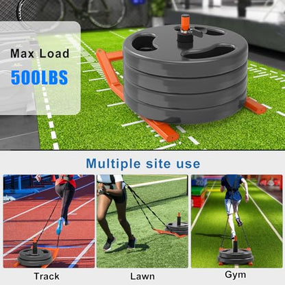 Weight Sled Fitness Strength Training Sled Weighted Sled Fits 1" & 2" Weight Plates Workout Sled Exercise Sled for Speed and Soccer Training