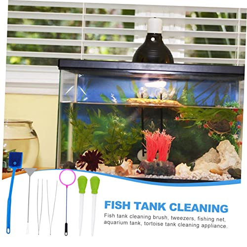 BESPORTBLE 7pcs Aquarium Cleaning Tool Kit Stainless Steel Tweezers Brush and Net for Efficient Fish Tank Maintenance and Plant Care