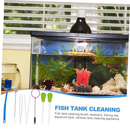 BESPORTBLE 7pcs Aquarium Cleaning Tool Kit Stainless Steel Tweezers Brush and Net for Efficient Fish Tank Maintenance and Plant Care