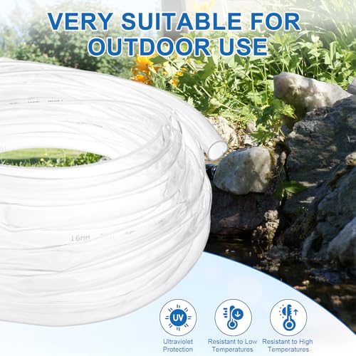 M METERXITY Vinyl Tubing 5/8" ID x 3/4" OD 10ft Flexible Plastic Tube with 2 Hose Ties, Lightweight Hybrid PVC Hose for Water Gardening/Airline/Aquarium Tubing [Clear] - size: 5/8" ID x 10ft