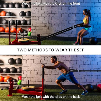 Sled Pulling Belt Set, Adjustable Waist Training Belt with Pulling Rope for Strength Agility Power Training to Help Full Body Building - size: 6.6ft