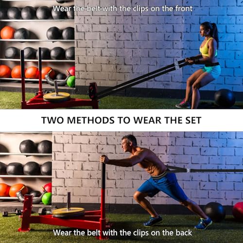 Sled Pulling Belt Set, Adjustable Waist Training Belt with Pulling Rope for Strength Agility Power Training to Help Full Body Building - size: 9.8ft