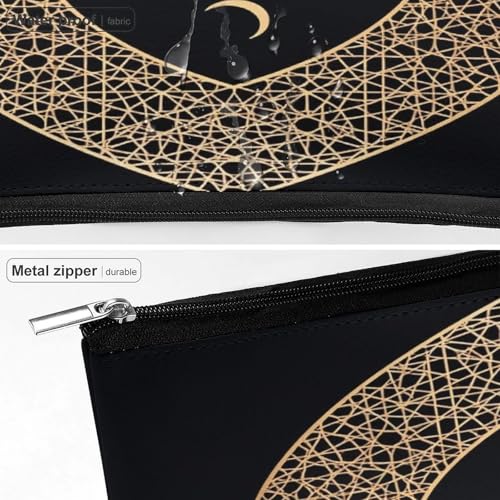 Islamic Dome Pattern Gold Makeup Bag, Travel Toiletry Organizer, Cosmetic Pouch for Women, Birthday Presents for Mom Girls Women Sisters - color: Islamic Dome Pattern Gold