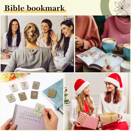 Tisancy 9 Pcs Christian Magnetic Bookmarks Bulk Inspirational Gifts Leather Bookmarks Handmade Bible Motivational Gifts for Vbs Sunday School Book Club(Gray Brown) - color: Gray Brown