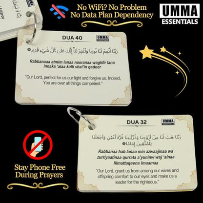 40 Rabbana Dua Cards – Arabic & English, Pocket-Sized, Includes Ramadan, Hajj & Umrah Duas, Easy-to-Read, Compact Prayer Cards for Travel, Pilgrimage & Daily Use