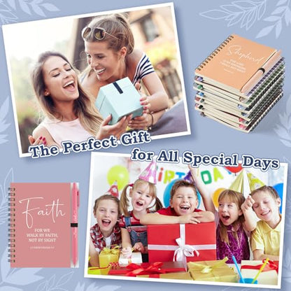 36 Pcs Christian Bulk Gifts for Women: 12 Bible Verse Spiral Notebooks with 12 Scripture Pens & 12 Magnetic Bookmarks, Boho Prayer Journal Father's Day Gifts for Church Members, Bible Study Groups - color: Boho Color