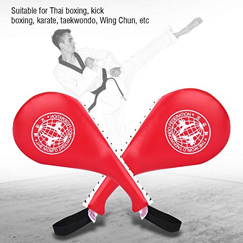Taekwondo Kick Pad - 15x7 Inch PU Leather Strike for Karate, Muay Thai, and Martial Arts Training - color: Red