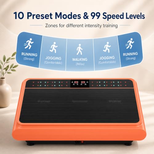 Natini Vibration Plate Exercise Machine - Power Vibrating Plate for Lymphatic Drainage,Whole Body Workout Machine for Women Weight Loss Home Fitness, - style: BT-Orange
