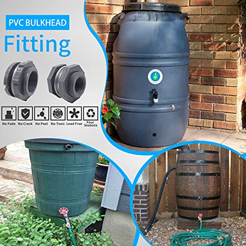2 Inch Female NPT Bulkhead Fitting, PVC Pipe Connector, 1 pc | Seal gasket & plumber's tape included; mounts through a 3-inch hole for rain barrels, aquariums, ponds & irrigation systems - size: NPT2