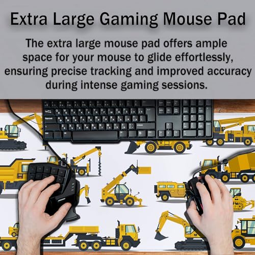 Big Mouse Pad Yellow, Keyboard Mouse Pads Computer Mats, Big Gaming Mouse Pad Waterproof Non-Slip Rubber Base, 35.4 X 15.7 inch for Work/Game/Office/Home Large Construction Equipment - color: Large Construction Equipment