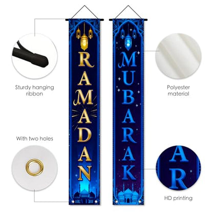 Nuxovilar Ramadan Porch Sign Entrance Banner Set 12x71in Polyester - color: hd13422