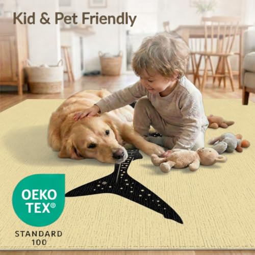4'x6' Washable Modern Fish Accent Rug, Black Non-Shedding Small Carpet for Playroom, Bedroom, Reading Nook, Pet Friendly & Non-Slip | Ref:2067250 - color: Beige/Pattern 1, size: 4' x 6' (Rectangular)