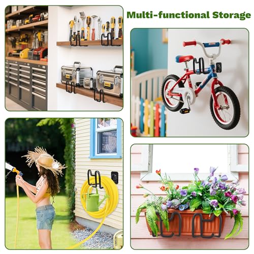 Garden Hose Holder Wall Mount Water Hose Holders for Outside | Metal Hose Hanger with Hook Heavy Duty Garden Hose Reel for Outside Yard Lawn Storage - color: 1pc Black
