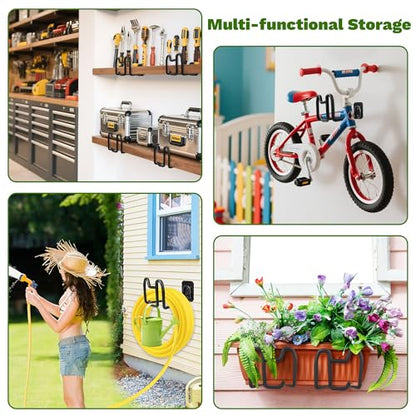 Garden Hose Holder Wall Mount Water Hose Holders for Outside | Metal Hose Hanger with Hook Heavy Duty Garden Hose Reel for Outside Yard Lawn Storage - color: 1pc Black
