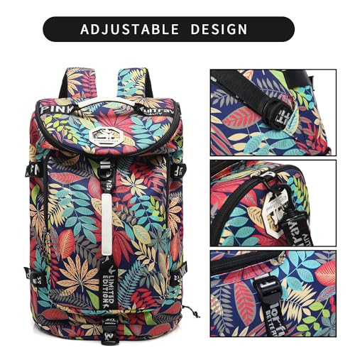 gym duffel bag backpack wrestling bag with shoe compartment 4 kinds of back method waterproof sports walking laptop - color: A-floral Red