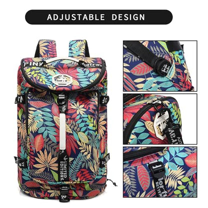 gym duffel bag backpack wrestling bag with shoe compartment 4 kinds of back method waterproof sports walking laptop - color: A-floral Red