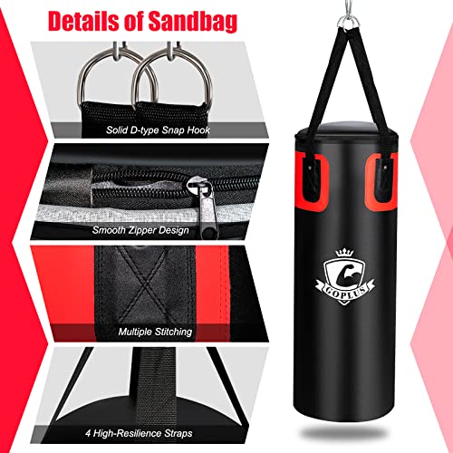 Goplus Punching Bag for Adults, 56 lbs Heavy Hanging Boxing Bag Set with 12 OZ Punching Gloves & Hand Wraps, Filled Kickboxing Bag Perfect for MMA, Muay Thai, Karate, Taekwondo Home Gym Training