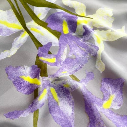 FONYVE Silk Feeling Scarf Medium Square Satin Head Scarf for Women 27.5 × 27.5 inches - color: 03 Purple Flowers