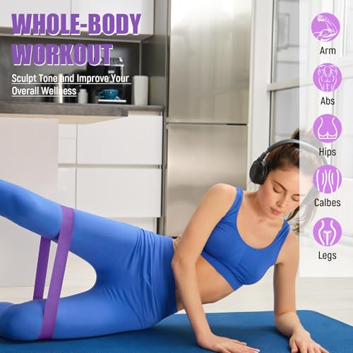 Deekin 20 Pcs Resistance Bands for Women Men 10-115 Lbs 5 Different Resistance Levels Loop Exercise Bands for Leg Working Gym - color: Purple
