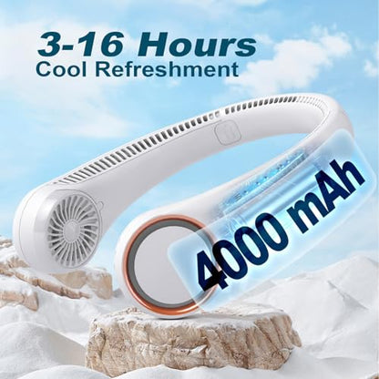 CIVPOWER Neck Fan: Portable Personal Neck Cooling Rechargeable Bladeless Fan - Hands Free 3 Speed 4000 mAh Battery USB Operated Wearable Headphone Design - Gift for Men Women Outdoor (White) - color: White